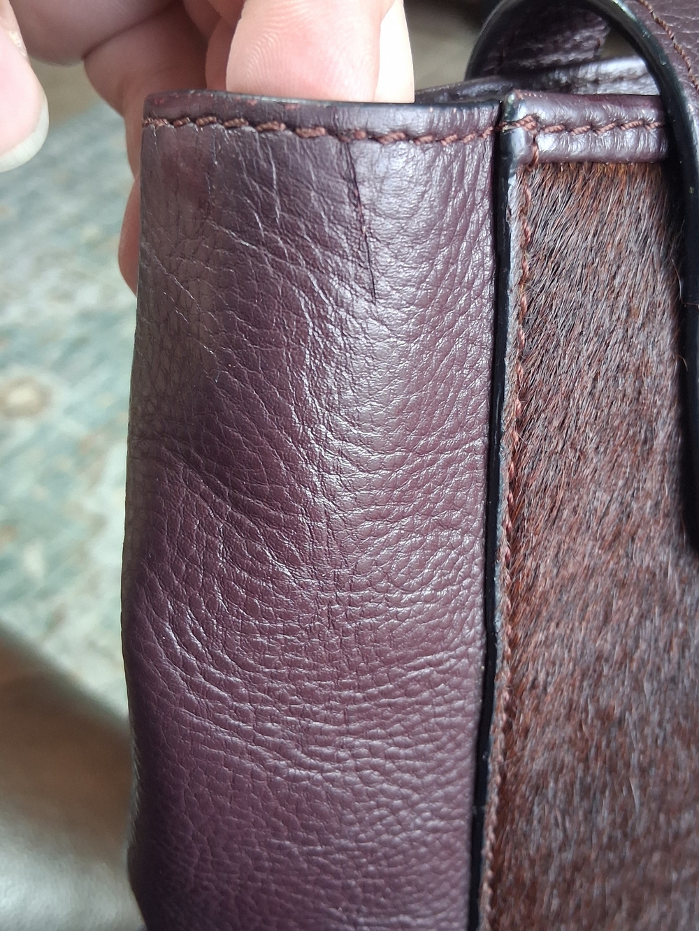 RADLEY London Calf Hair Brown/Burgundy/Wine Red Tote Bag Purse RoseGold Hardware - Picture 6 of 16